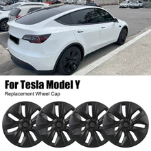 DIY Car Wheel Hub Cap 19 Inch Full Cover Hubcap Carbon Fiber Decorative Automotive Accessories For Tesla Model Y 2021 2022 2023