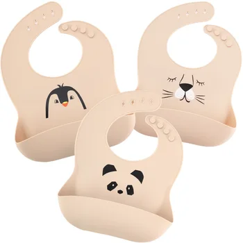 Cute Bear Baby Silicone Bib Waterproof Baby Bibs Newborn Babies Items Accessories Burp Cloths for Baby Panda Apron Mother Kids 1