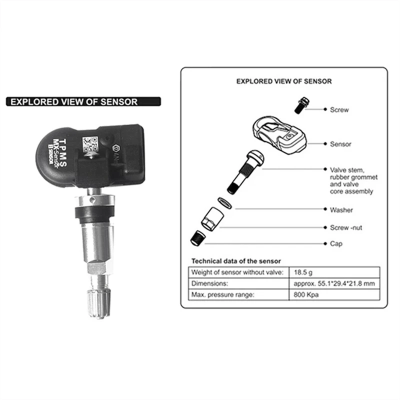 Фото 10 шт. TPMS датчик давления в шинах программируемый для инструмента Autel TS408 TS508 ITS600 315 МГц + 433 МГц 2 в 1 MX сенсорный монитор №4