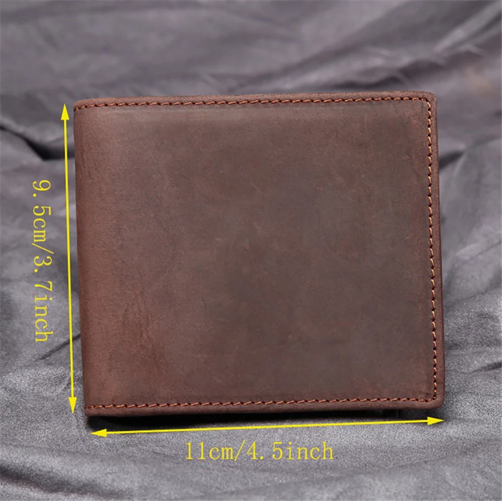Vintage Thicken Crazy Horse Cardholder Genuine Leather Men Wallet Cowhide Purse Short Card Wallet for Male Money Clips Money Bag