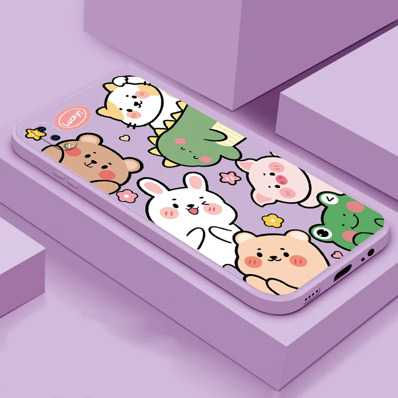 

Cute Cartoon Case For VIVO Y17 Y19 Y20 Y50 Y67 Y85 Y91 Y93 Y97 Z1pro Cover Liquid Silicone Case Straight Side Shell For VIVO