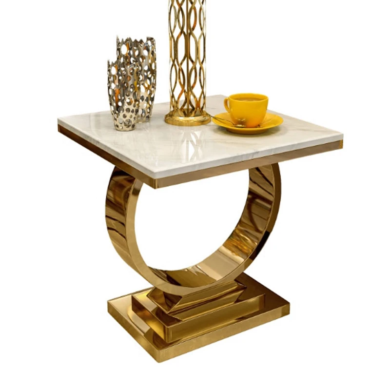 

Роскошный Мраморный боковой столик, угловой столик из нержавеющей стали, современный скандинавский боковой столик для дивана, Маленький журнальный столик для гостиной