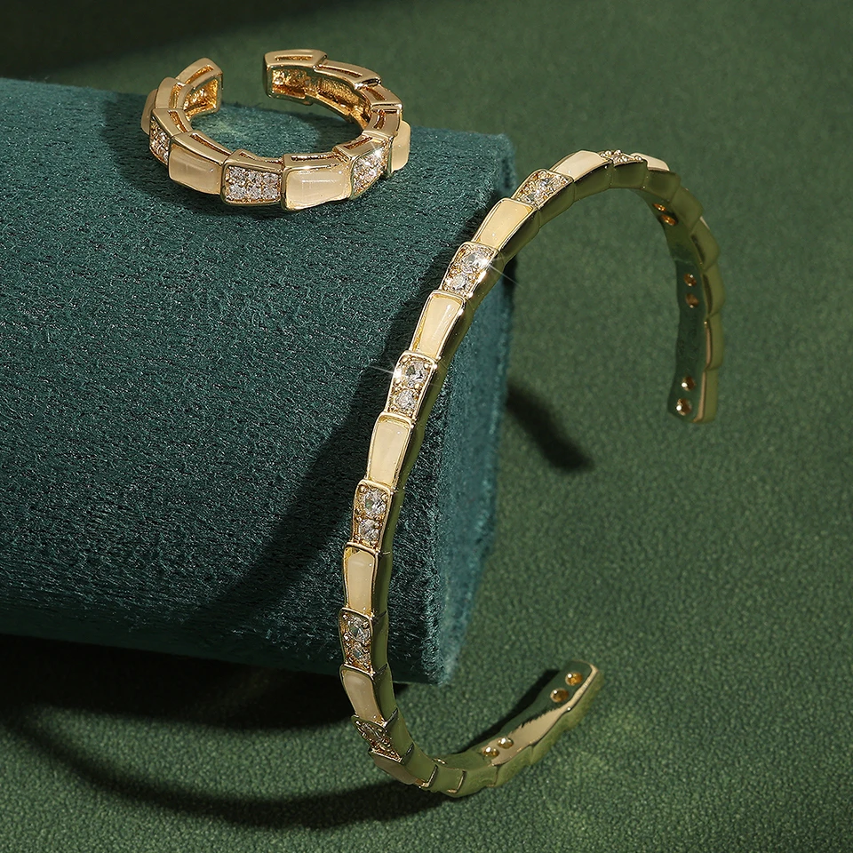 ZAKOL брендовые модные змеиные кости бамбуковые Открытые Кольца для женщин