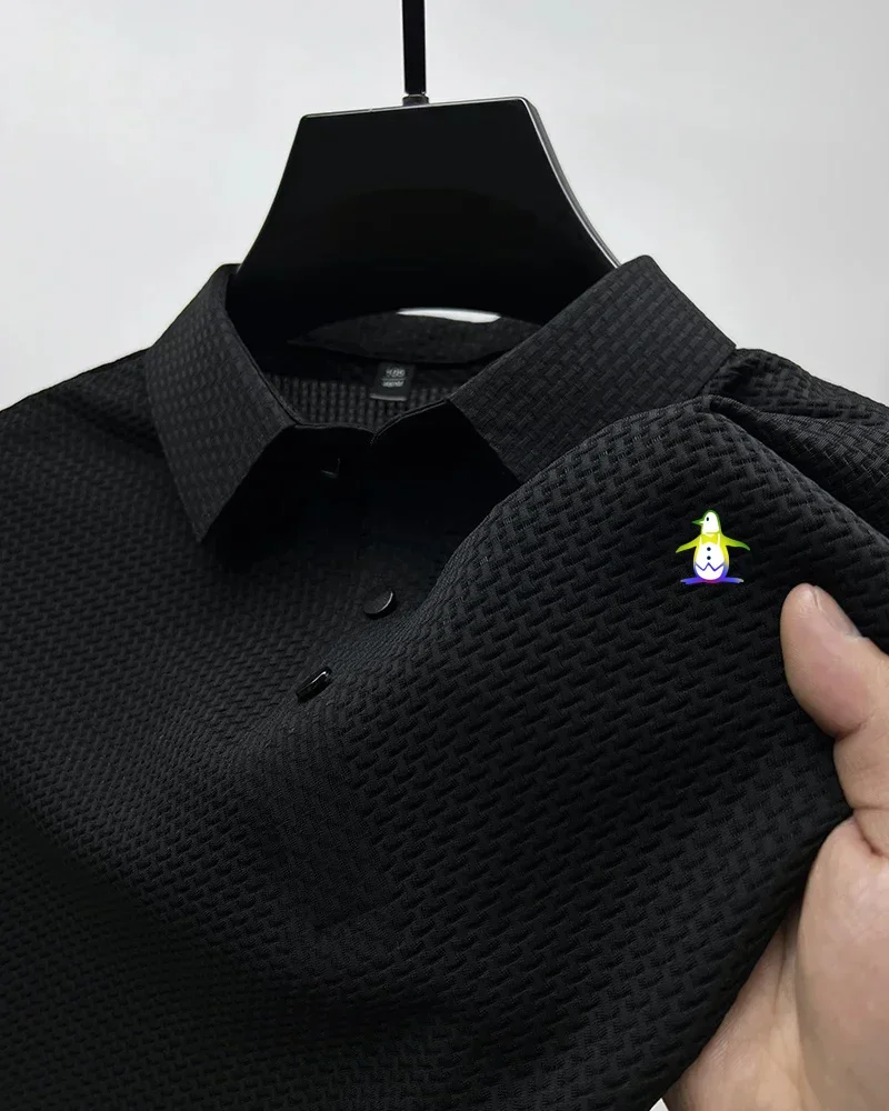 Мужская летняя рубашка-поло из вискозы с коротким рукавом