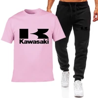 2022 new kawasaki sports suit mens t shirt pants summer jogging pants streetwear harajuku tops short sleeve suits breathable