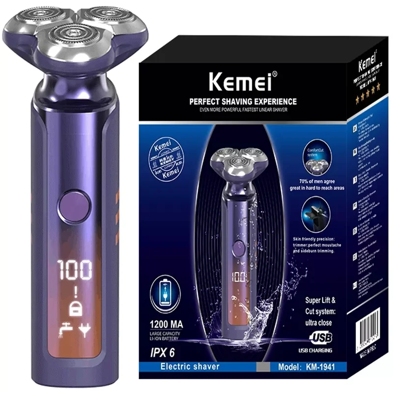 

Original kemei 3D floating head electric shaver for men waterproof beard electric razor facial rechargeable shaving machine