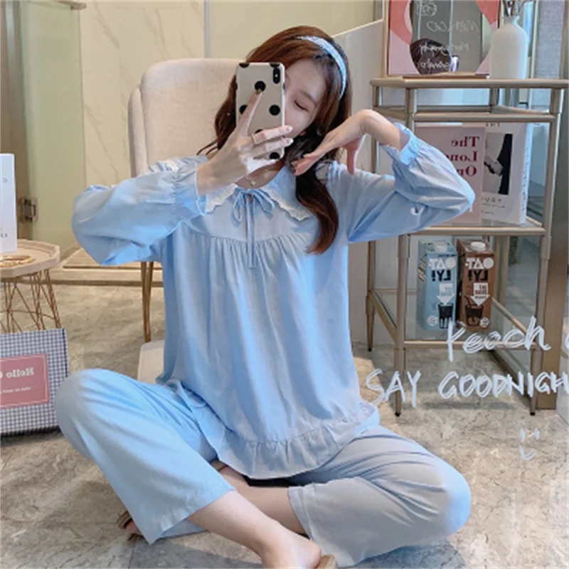 Pink Pajamas Set Sweet Sleepwear For Women Elastic Soft Pyjama Women's Autumn 2022 Fashion Homewear Clothes Big Size