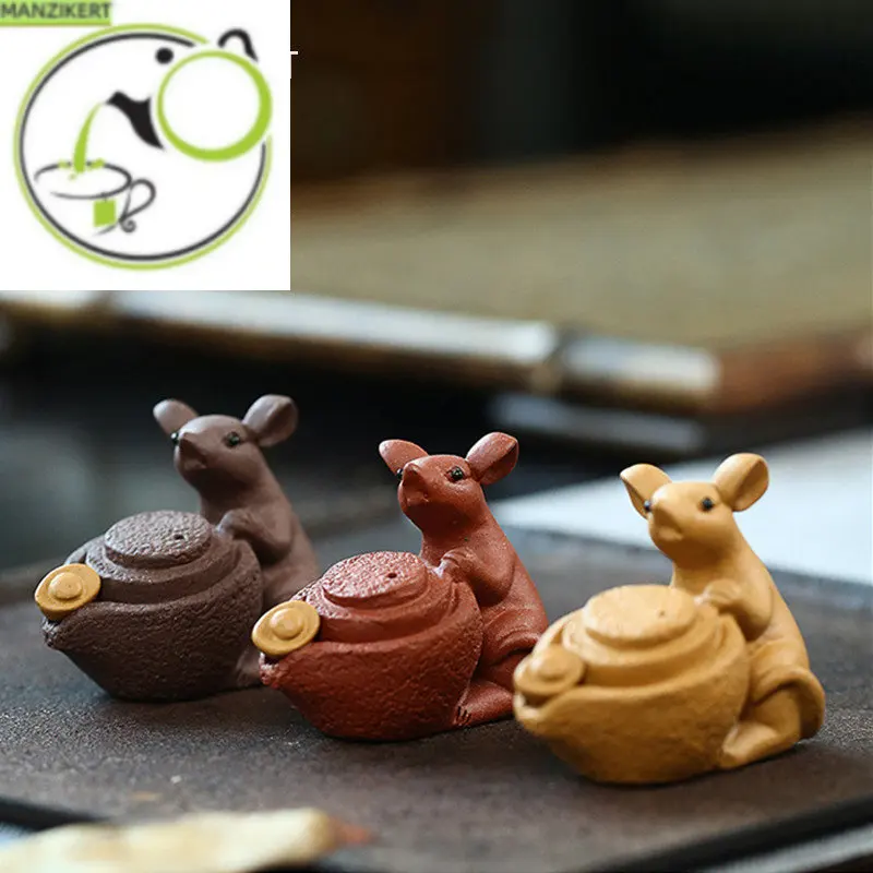 

Китайская исинская скульптура, Фиолетовый Глиняный чай, домашний питомец, ручная работа, счастливая мышь, статуэтка чая, ремесла, чайный наб...