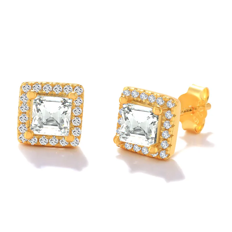 

CANNER Square Crystal Aros Plata 925 Mujer Earring For Women Stud Earrings Natural Zircon Mom Gift 2022 Trend Fine Jewelry