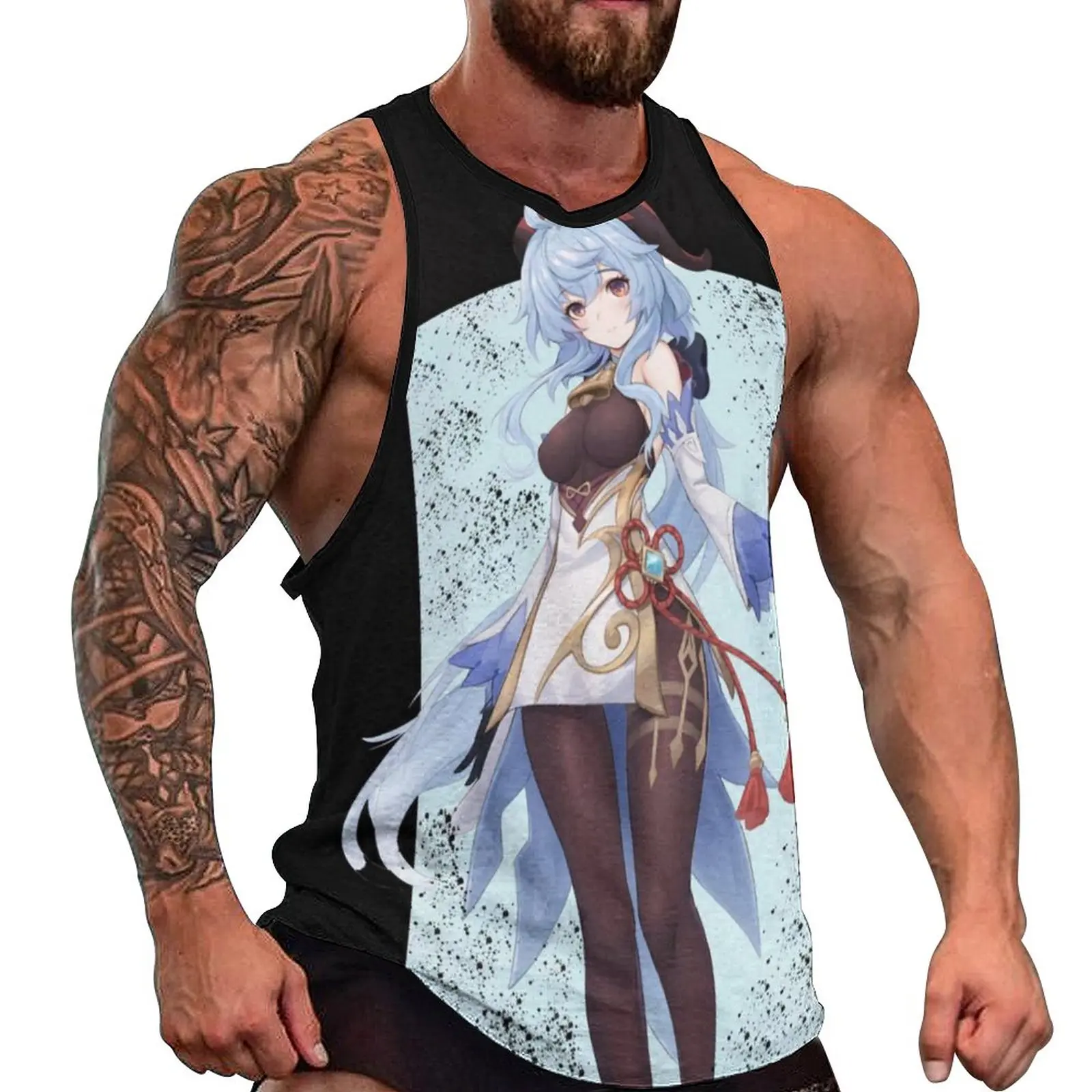

Genshin Impact Ganyu Tank Top Men Game Tops Daily Design Gym Sportswear Oversized Sleeveless Vests