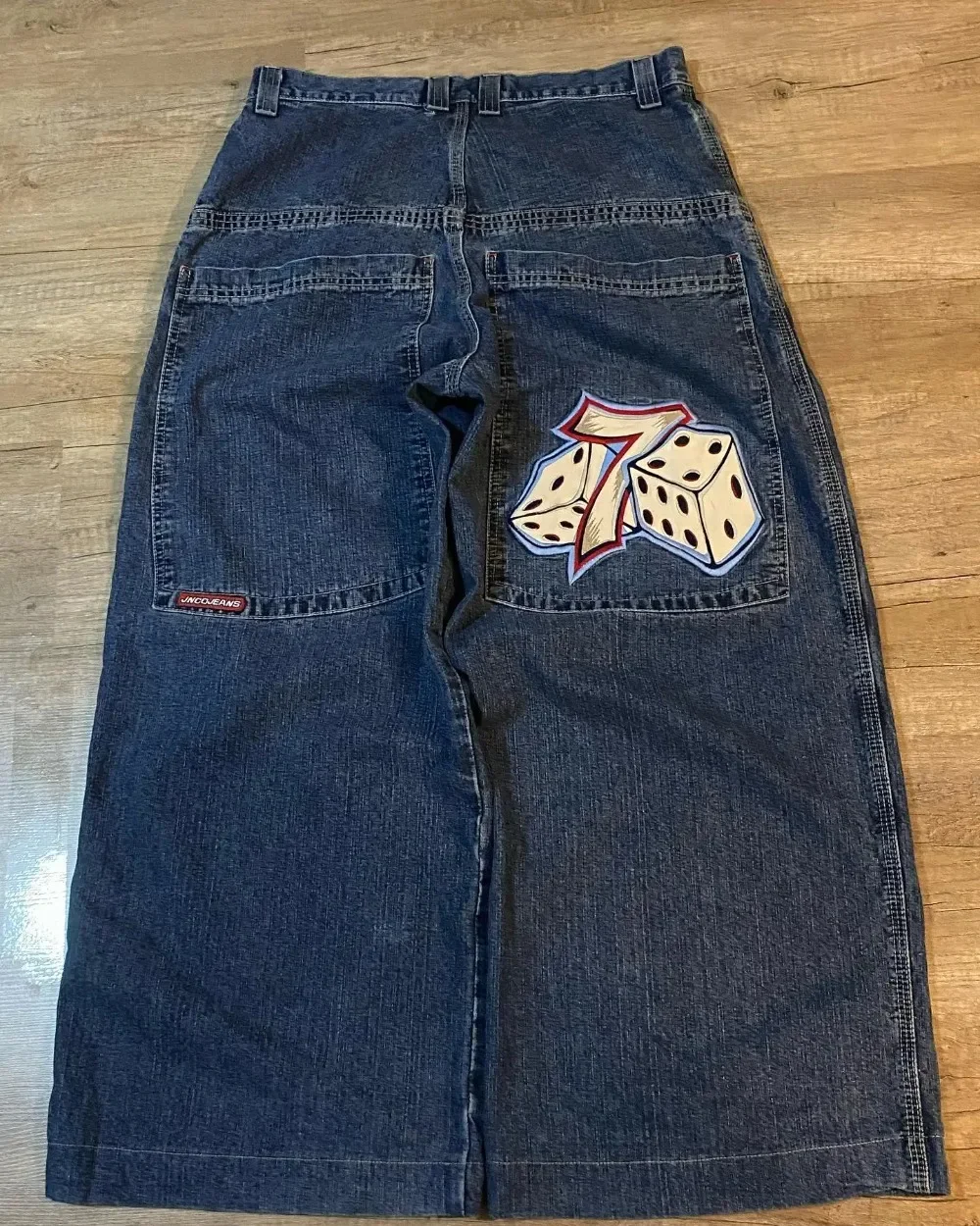 

2023 Новинка JNCO простые 7 ситовые вышитые джинсы женские Y2K Harajuku панк брюки с девятью точками и широкими штанинами уличная мода для пар