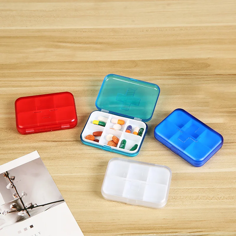 Travel Pill Case Split Pill Organizer Transparent Pill Box 6 Slots Medicine Box Cutter 7 Day Pill Container Cartoon Case Holder
