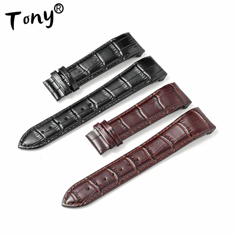 Wholesale 10PCS/Lot 18MM 22MM 23MM 24MM Watch Band Watch Strap Genuine Cow Leather Black Brown Color Gouge Elbow T035
