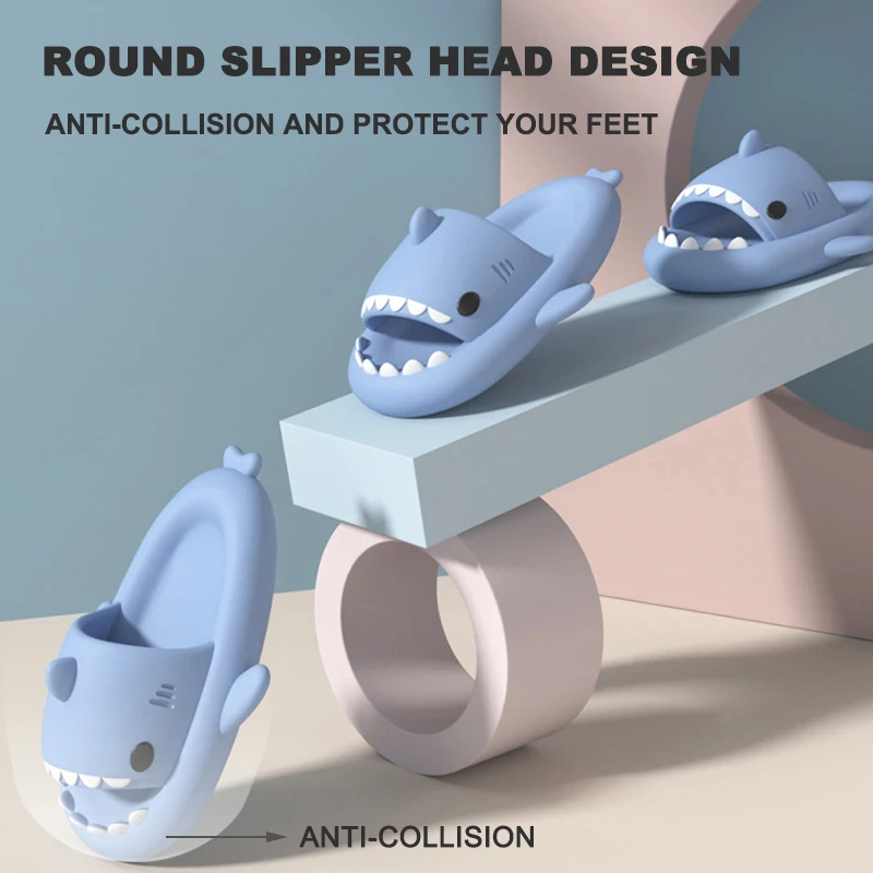 Man Women Shark Slippers Summer Home Anti-skid EVA Solid Color Couple Parents Kids Outdoor Cool Indoor Household Funny Shoes