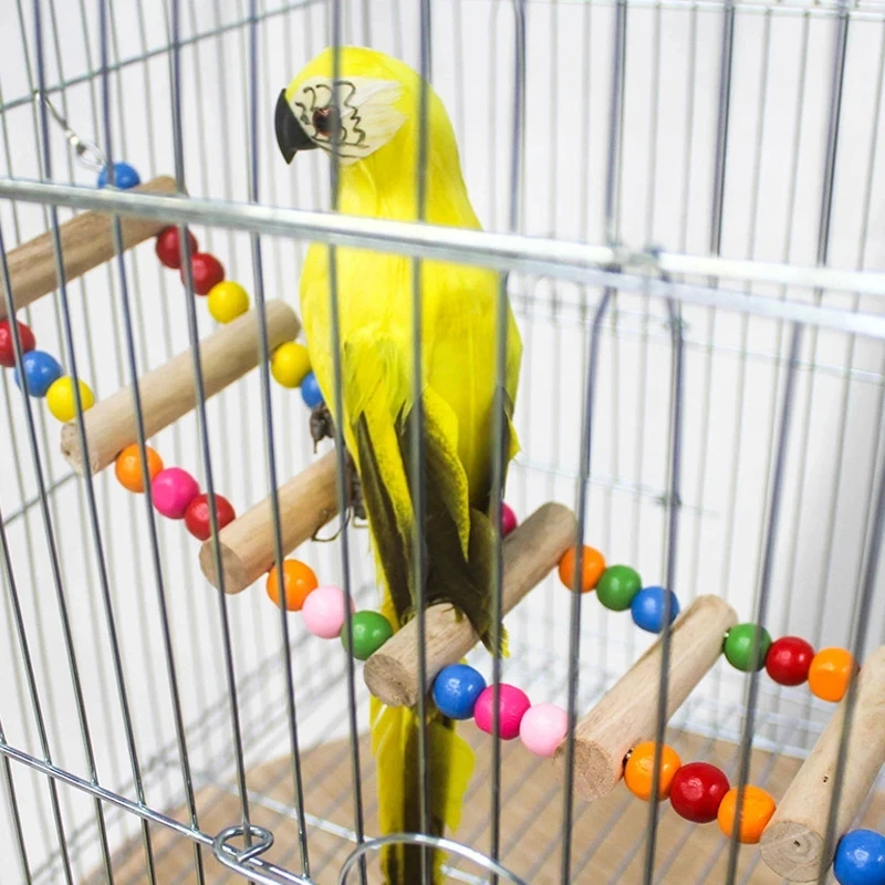 

Parrot Pet Bird Wood Ladder Climb Cableway Hamster Toys Rope Bites Harness Cage Platform Parakeet For Home Training Accessories