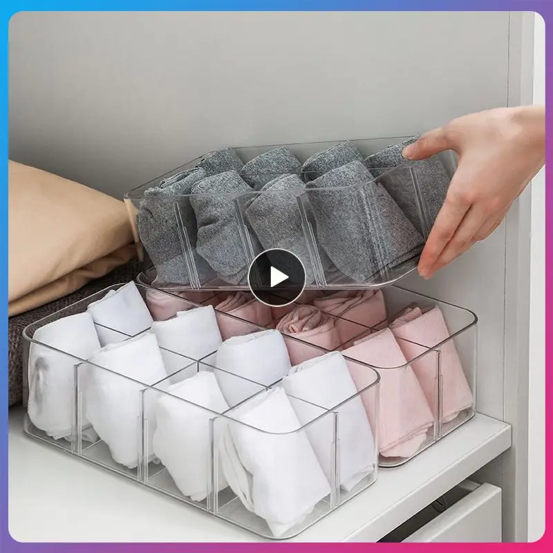 

Detachable Split Socks Storage Box New Transparent Partition Compartment Underwear Finishing Storage Box Home Organizer Gadget