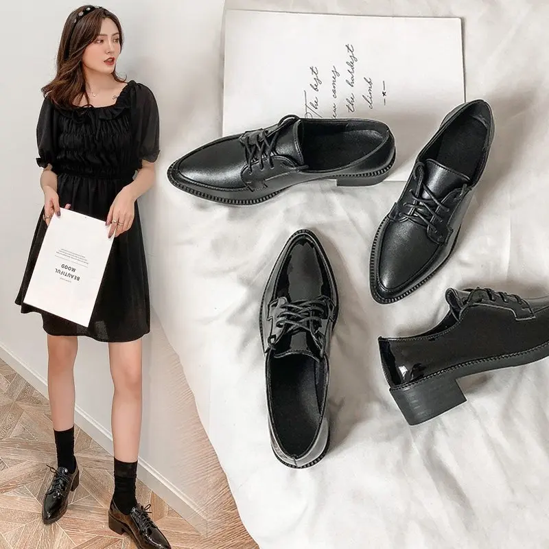 

Soft Shoes Woman 2022 Pointed Toe Casual Female Sneakers All-Match Shose Women Oxfords Women's Modis British Style New Cross