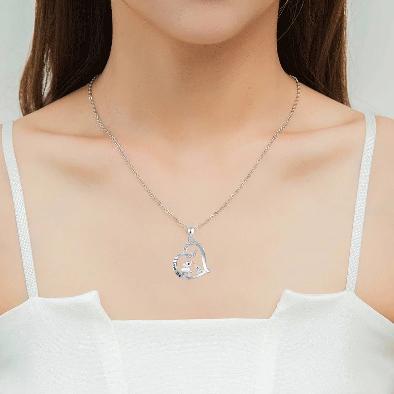 

Ожерелье женское простое подвеска в форме сердца «Я люблю тебя» поцелуй слона