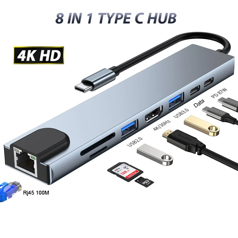 

Mosible USB C Hub Compatible VGA Rj45 Thunderbolt 3 Adapter With PD TF SD Card Reader Hub 3.0 For MacBook Pro/Air M1 Type-C Best