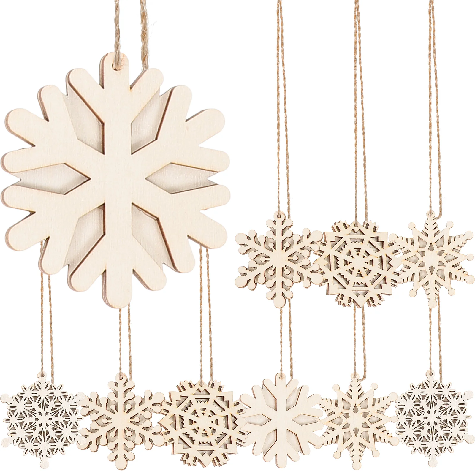 

Christmas Snowflake Wood Hanging Ornaments Unfinished Embellishments Xmas Tree Wooden Cutouts Blank Decorations Ornament Craft