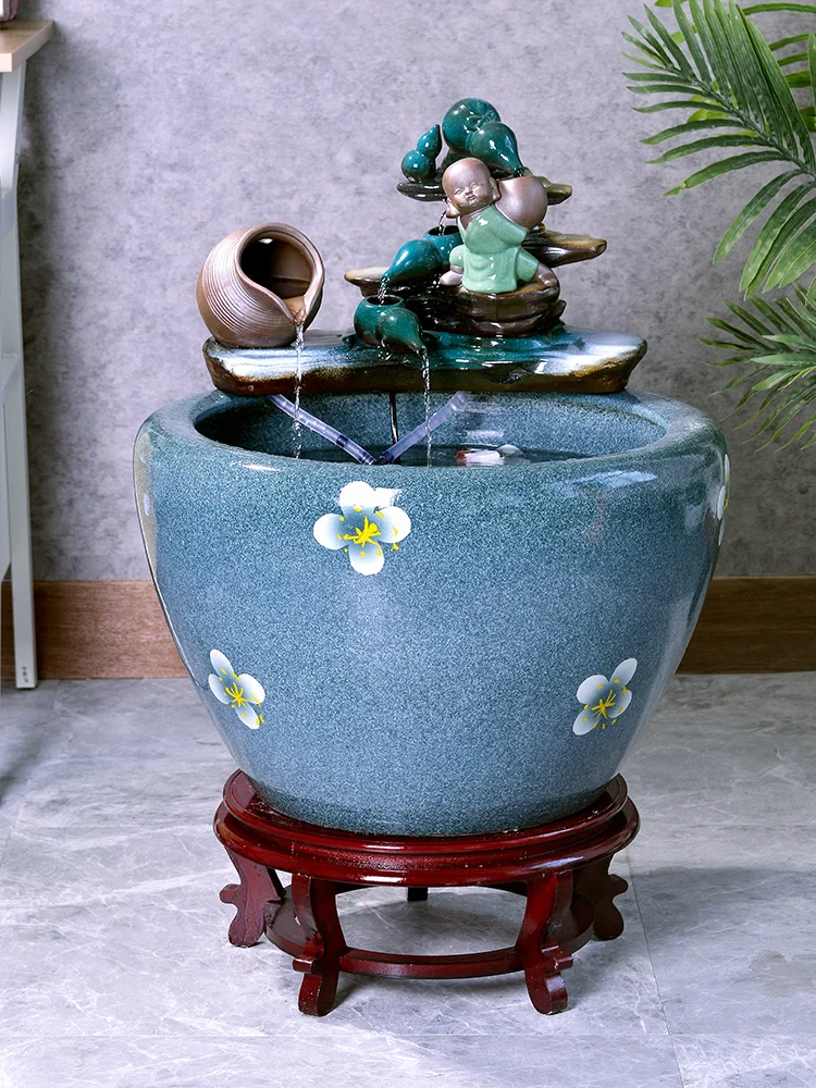 

YY Office Fish Tank Large Ornaments Balcony Courtyard Lotus Fish Culturing Tub