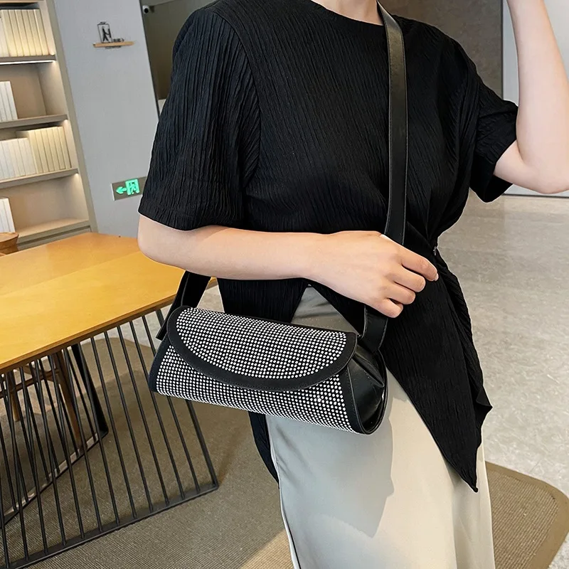 

Сумки через плечо для женщин 2023, модная женская сумка из искусственной кожи с бриллиантами на плечо для мобильного телефона, Дизайнерская Женская Роскошная маленькая сумочка, кошельки