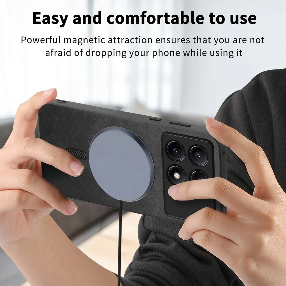 Кожаный чехол-накладка LENS Camera Protect для Xiaomi Poco X8 Pro Max 5G 2026: Роскошный магнитный чехол с поддержкой беспроводной зарядки для Mi Phone X8 8X (art.: 3920d9bf463b2) - 3920d9bf463b2