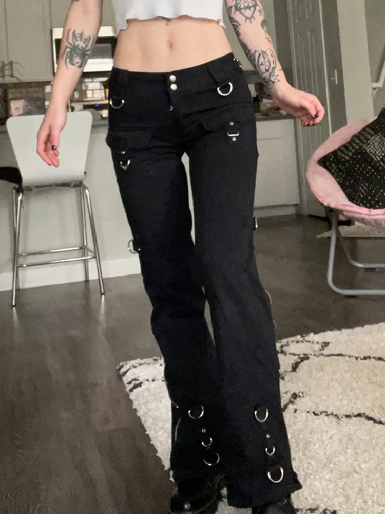 

Street Spice Girl Low Waist Zipper Straight Tube Slim Jeans Women's Jeans Pants Y2k Woman Clothes Leggings Denim Pants For Girls