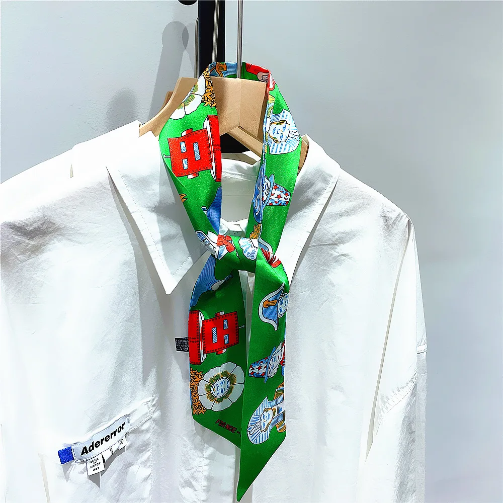 Новый дизайн 2022 брендовые Саржевые шелковые шарфы с мультипликационным роботом