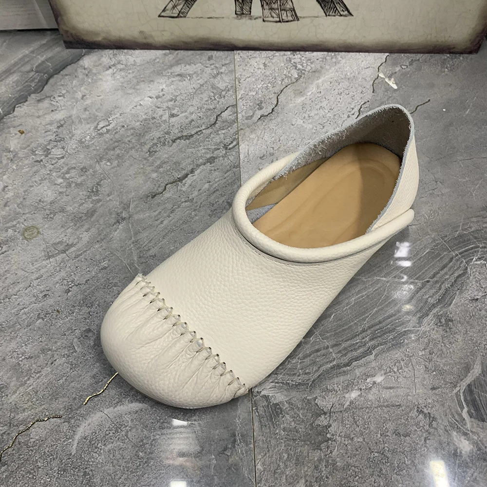 Модная кожаная женская обувь Повседневные тапочки на плоской подошве