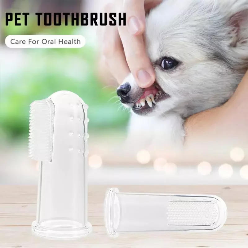 

Sales Dog Cat Cleaning Supplies Soft Toothbrush Pet Finger Teddy Dog Brush Addition Bad Breath Teeth Care Dog Accessories