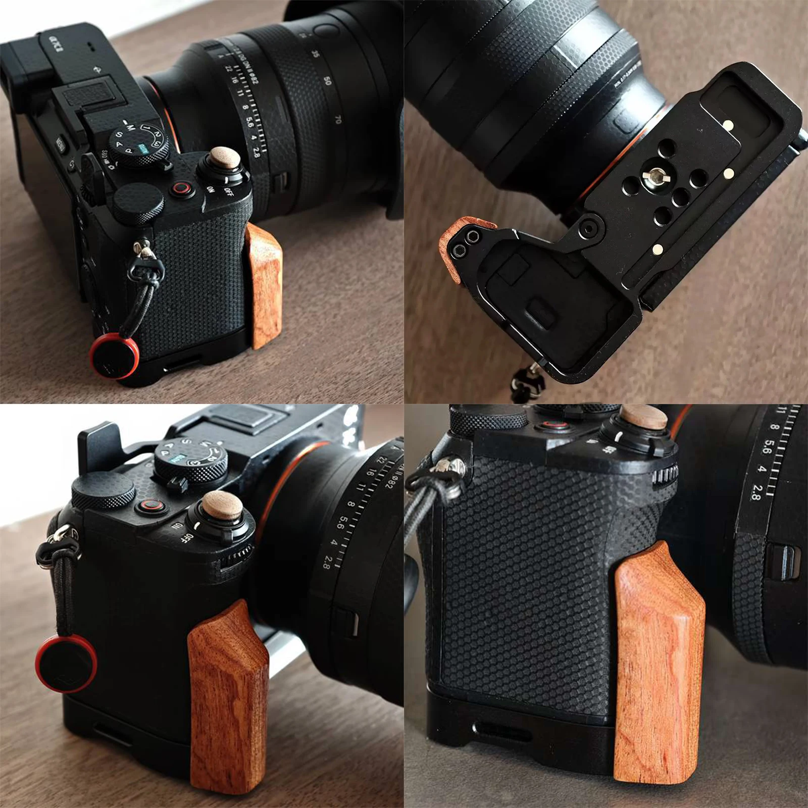 Фото Деревянная рукоятка-держатель L-образной формы для Sony A7CII A7CR, совместимая с быстросъемной пластиной типа Arca, компактная и легкая, для использования на открытом воздухе. №2