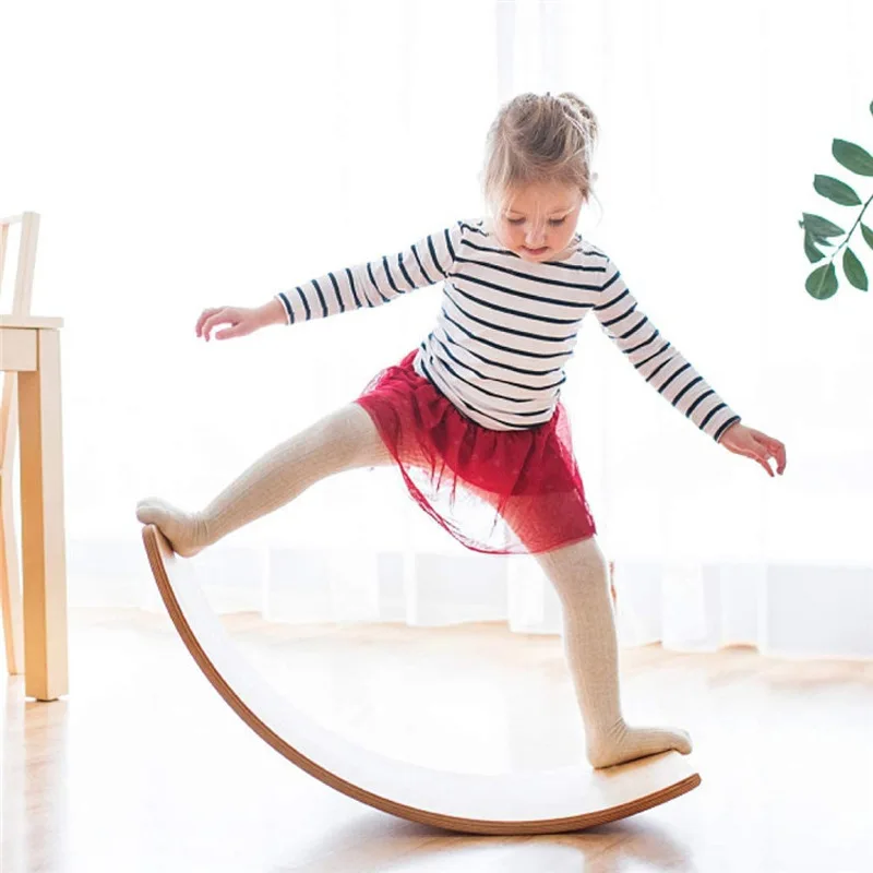 

Children Wooden Curved Balance Board Sensory Training Seesaw Yoga Fitness Baby Indoor Balance Toys Kids Outdoor Sports Play Game