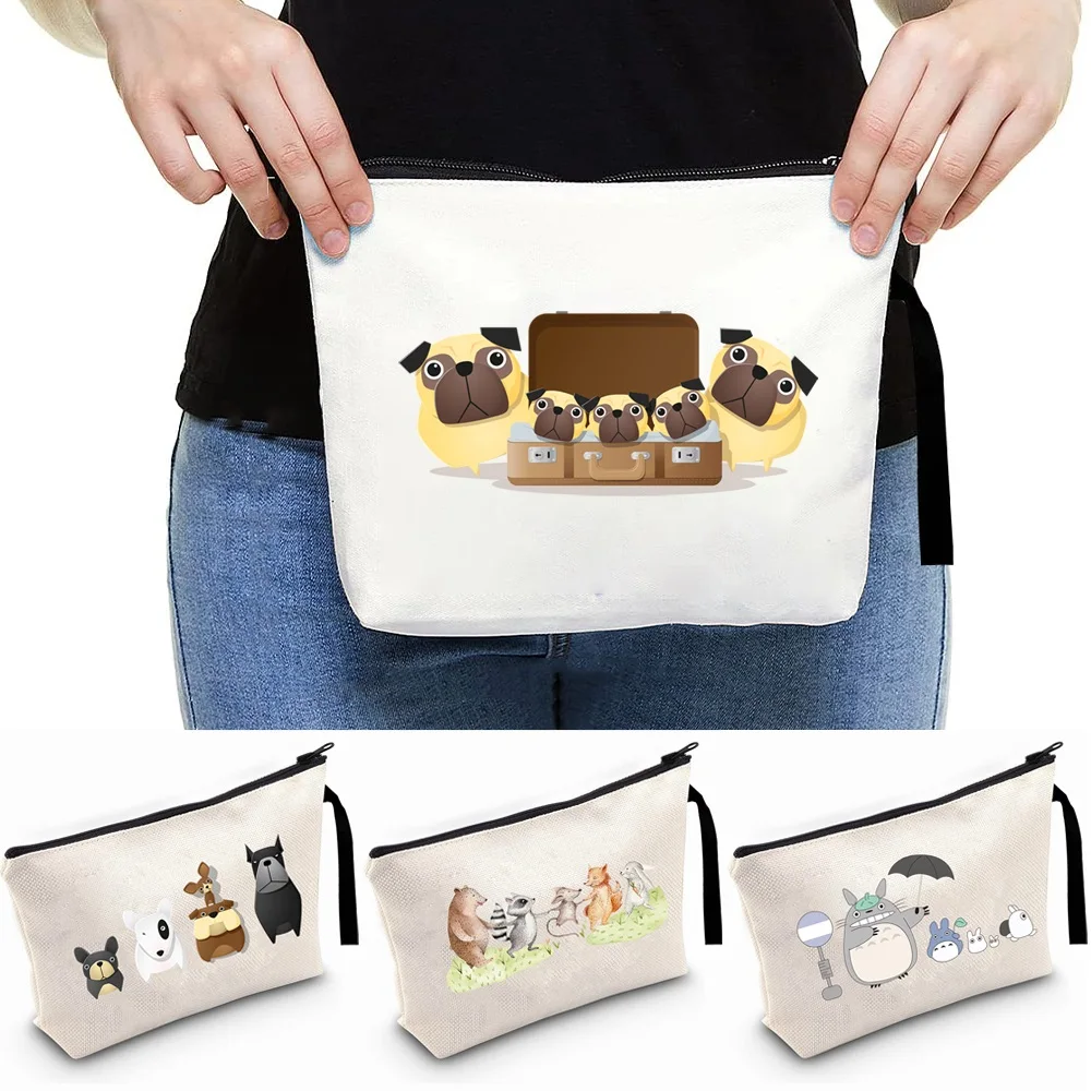 

Women Bags Canvas Anime Cartoon Makeup Bags Travel Bridesmaid Cosmetic Bag with Zipper Toiletries Organizer Pack Wallet Handbags