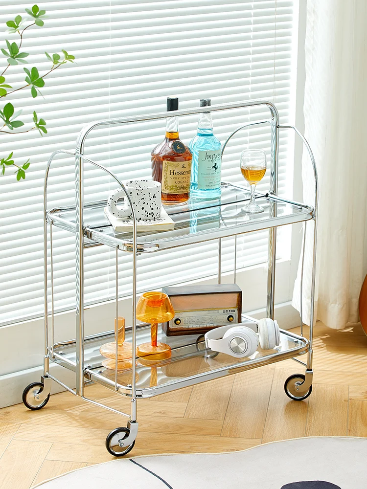 

Nordic Home Living Room Sofa Side Table Folding Small Trolley Tables Auxiliary Furniture Modern Mobile Service Coffee Tea Table