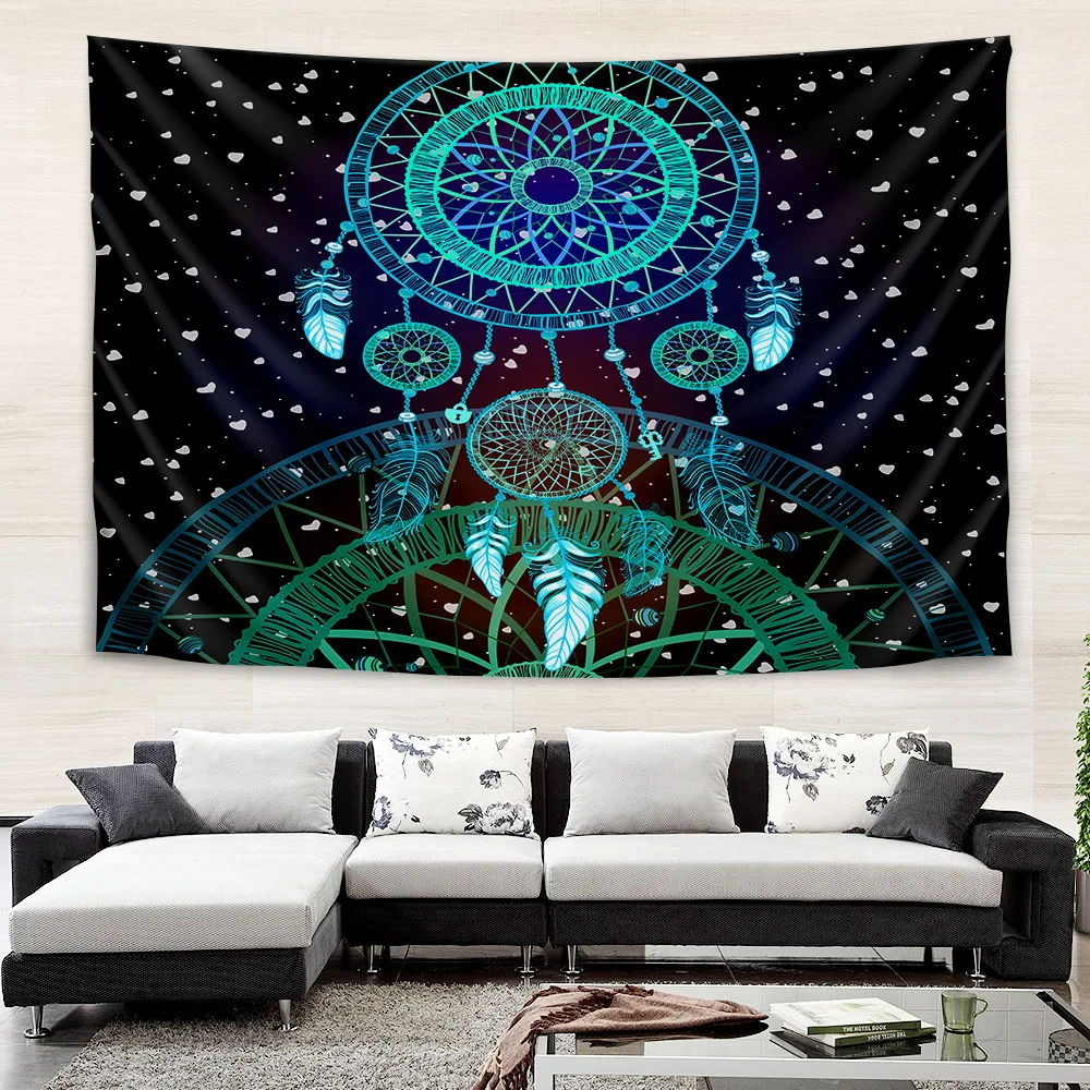 

Starry Dream Catcher Feather Art Wall Hanging Tapestry Decorative Art Blanket Curtain Hanging At Home Bedroom Living Room Decor