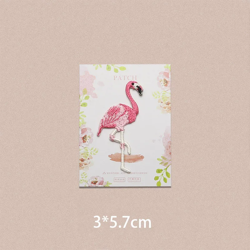 1 Piece Embroidered Flamingo Patch for Kid's Clothes DIY Decoration Animal Repair Hole Big and Small Size