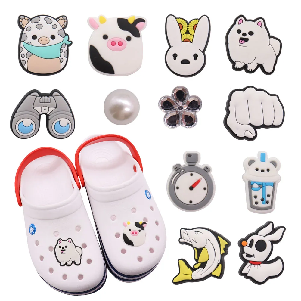 

Браслеты Jibz Croc из ПВХ, Смешанные браслеты для собак, рыбок, кроликов, телескоп, Компасы для напитков, подвески для обуви, аксессуары, украшени...