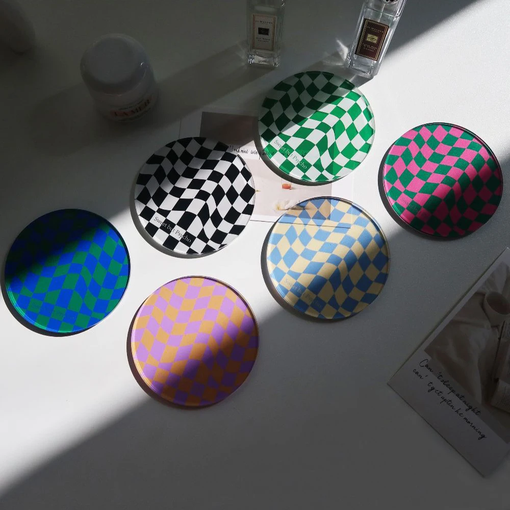 

Creative Checkerboard Acrylic Coaster Table Placemat Waterproof Heat Insulation Non-Slip Bowl Pad Milk Coffee Water Cup Mat