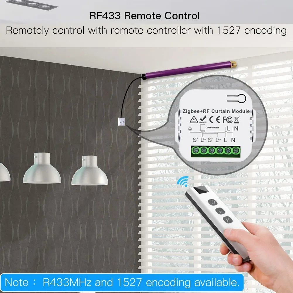 Модуль переключателя штор Tuya Smart ZigBee RF433 для моторизованных жалюзи двигатель Life APP