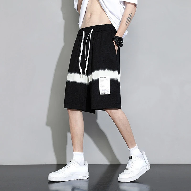 

2023 Summer Casual Shorts Men's Hong Kong Wind High Street Tide Brand Fashion Loose Straight Mid-waist Sports Five Points Pants