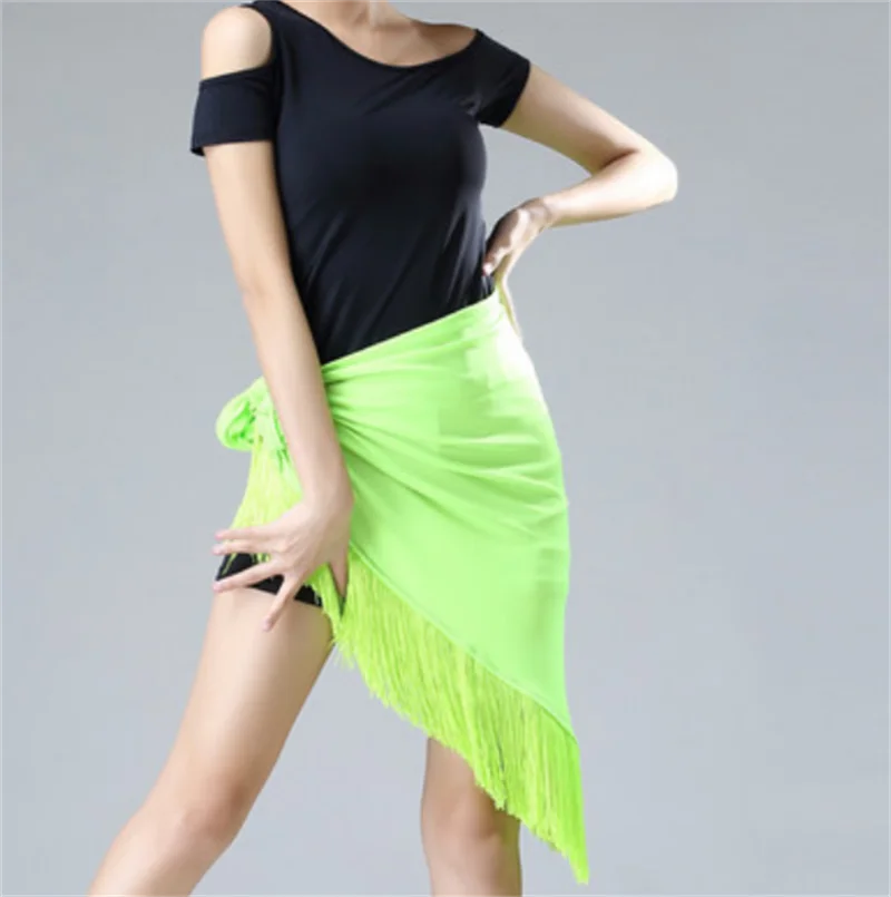 

Sexy Tassel Women Latin Dance Performance Skirt Printing Color Flower Hemline Dance Dress Fashion Dancing Training Miniskirt