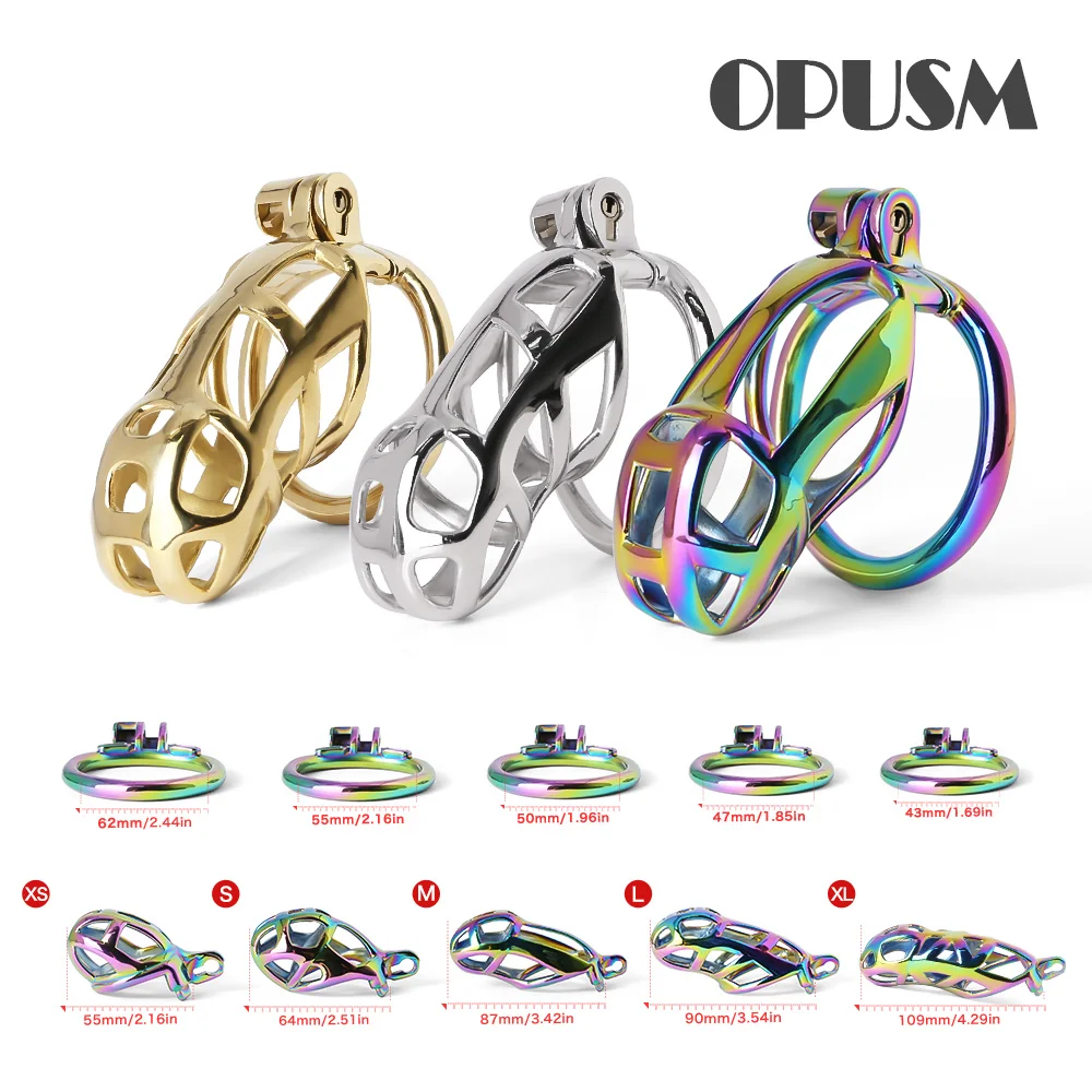 5-Ring Suit Stainless Steel Mamba Chastity Device Male BDSM Bondage Cock Cage Gay Sissy Slave Penis Ring Lock