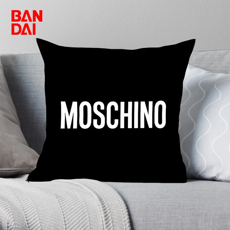 

Cushion Cover Luxury M-Moschino Logo Pillowcase Home Black Decor Bed Short Plush Cushion Covers Sofa Bedroom Car 45x45cm Gifts