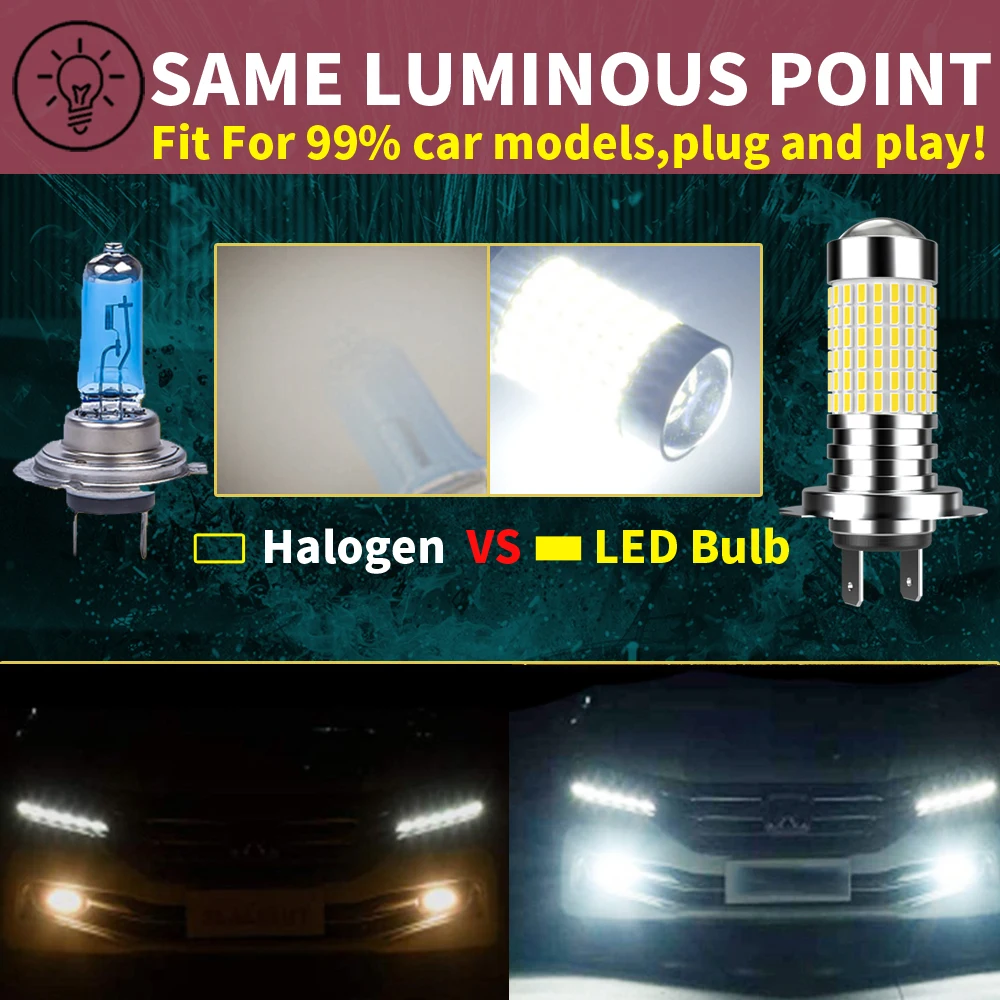 2 шт. мощные лампы для фар H7 с цоколем супер яркие без адаптера автомобильный