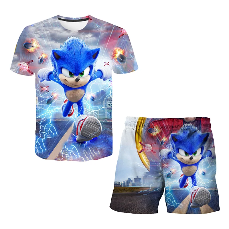 Sonic Tshirt Kids Clothes Girls Tops Summer Baby Shorts Sports T-shirt Boys Shorts Children's Clothing Suit 3-14y images - 6