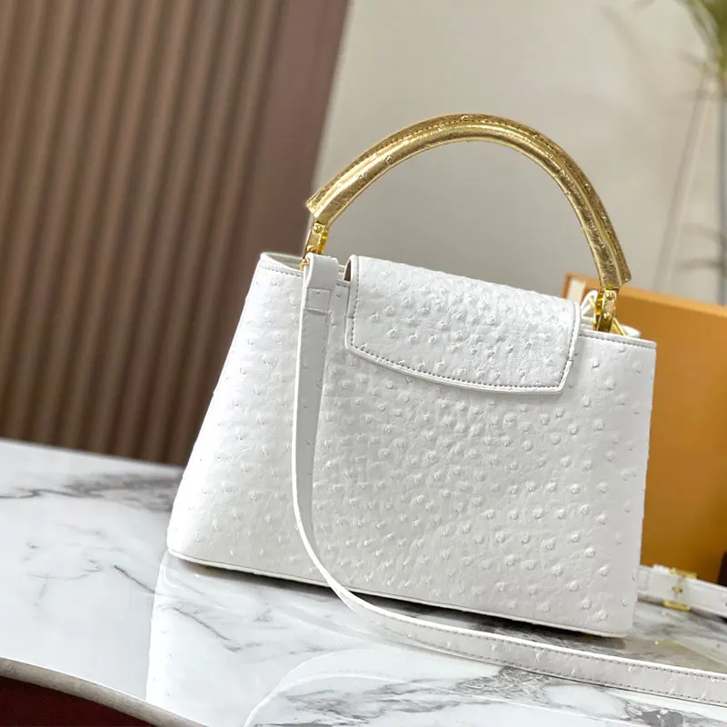 Luxury Fashion Tote Bag Classic Versatile Shoulder Bag Ostrich Pattern Genuine Leather Handbag Women's Bag Crossbody Bag Purse