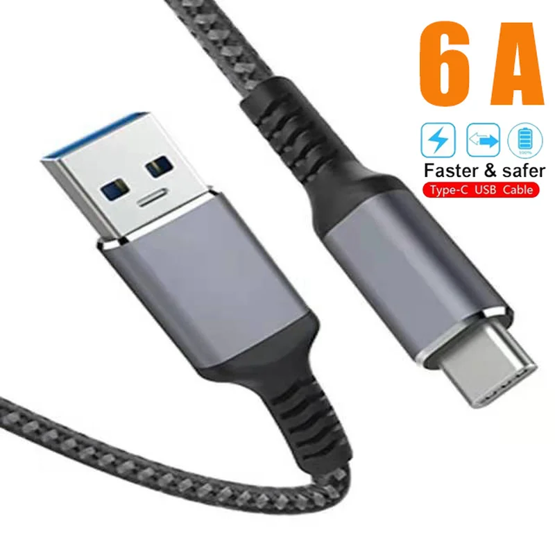 

Upgrated 6A Fast Charging Type-C USB C Cable For Samsung S22 Xiaomi Huawei OPPO VIVO Mobile Phone Quick Charge 3.0 Data Wire