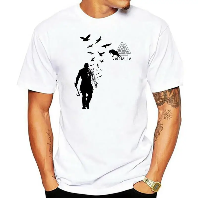 

Футболка Vikings Axe Ragnar Lothbrok из флока вороны вальгалла с символами 2022, Лидер продаж, супер модные летние повседневные мужские футболки