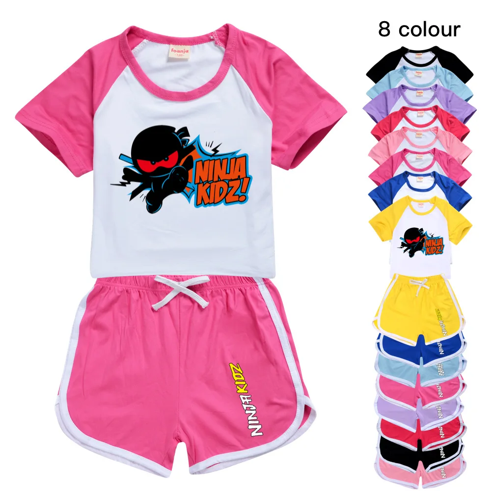 NINJA KIDZ 100-170 см Новая футболка + шорты повседневный спортивный костюм детская